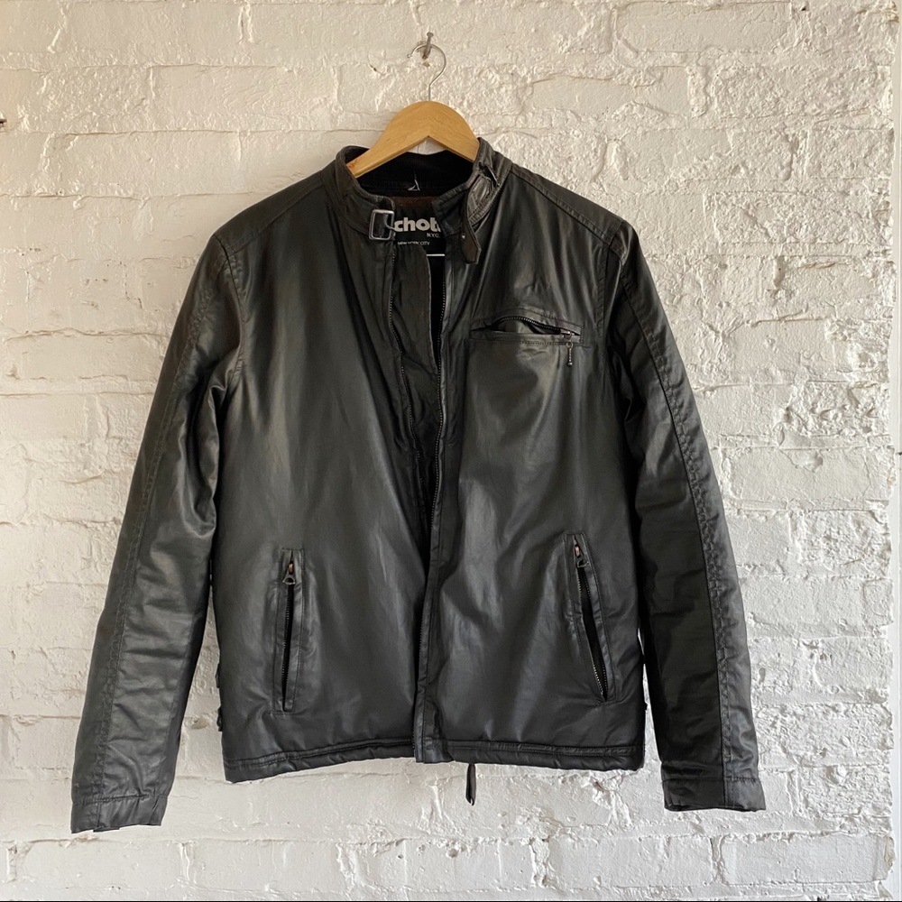Schott NYC Waxed Cotton Cafe Racer Jacket